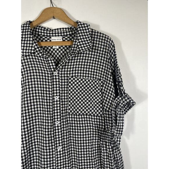 Ava & Viv Black and White Checkered Midi Dress - Picture 6 of 10